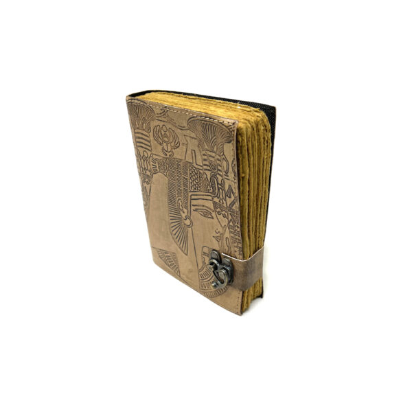 Shreyshti Handmade Deckle Paper Journal Leather Cover with Clasp, approx. 200 Pages, Cleopatra approx. 5"x7" - Image 3